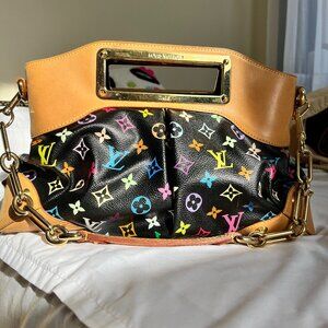 Authentic Takashi Murakami Louis Vuitton Judy MM Noir Monogram Multicolor